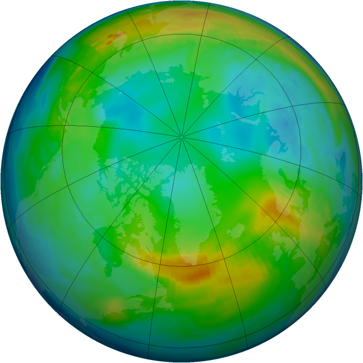 Arctic ozone map for 21 November 1986